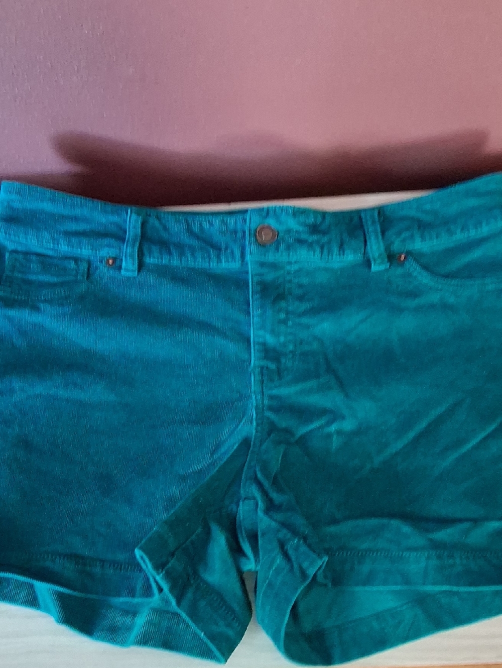 Womens Maurices Teal Corduroy Women's Shorts 13/14